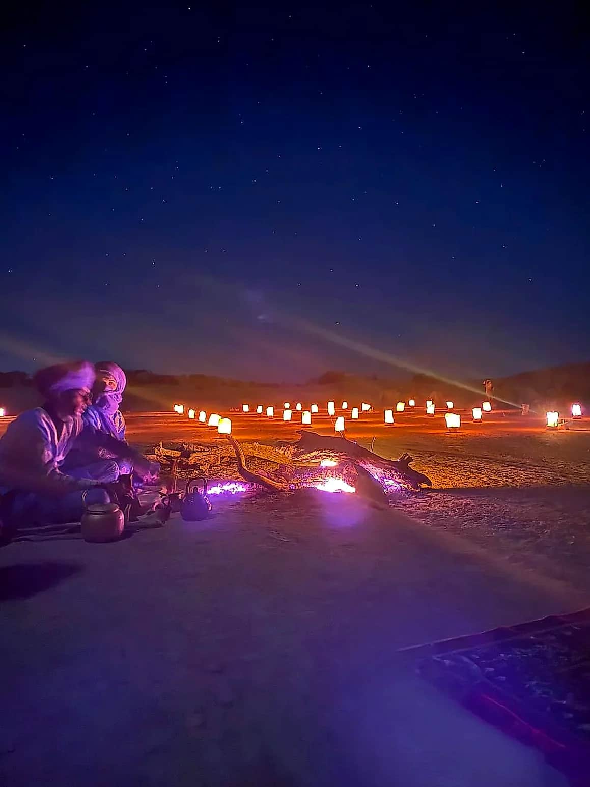 Traditional nomad tea ceremony around the campfire