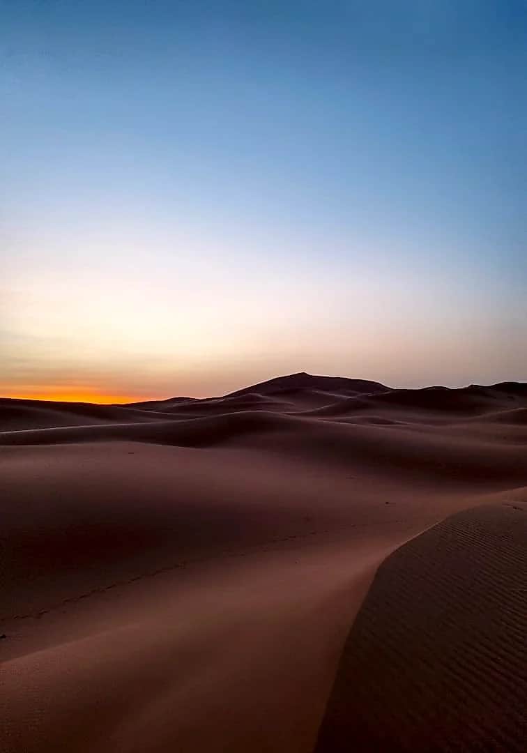 Dusk silhouette on the golden dunes